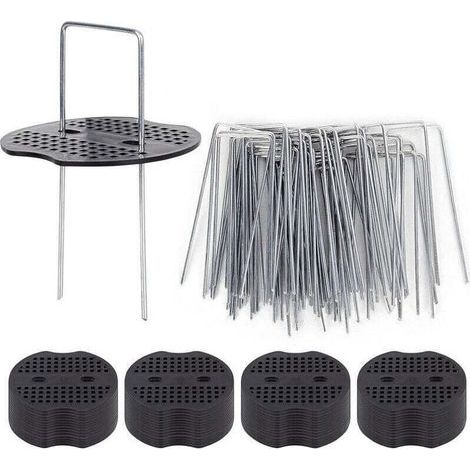 50 Piquets De Jardin Ave Rondelles, Piquets De Fixation en Acier Galvanisé pour Baches Agraphes De Fixation De Toile De Paillage Piquets Galvanisé (1/4)