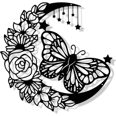 Wall Decoration Butterfly Flowers Moon 30 x 30 cm (1/5)