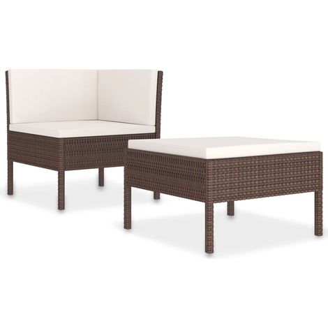 Salon de jardin 2 pcs Contemporain, Ensemble repas de jardin, avec coussins Résine tressée Marron OIB7468E (1/4)