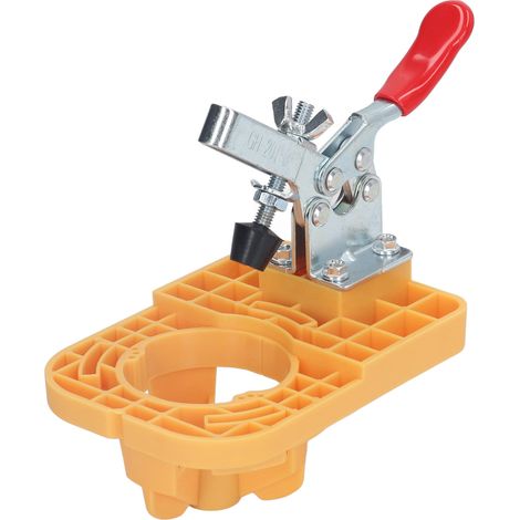 Charnière à ouvrir 35mm, gabarit de perçage aluminium et plastique, outil bois précis, jaune, pour portes. (1/5)