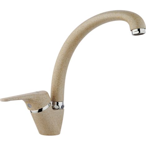 Schläfer 35116521 - Rubinetto per Cucina Bocca Alta ad Arco Granito Avena Triest , Miscelatore per Lavello leva laterale con Beccuccio Girevole a 360°, Connettori G 3/8 Pollici,  Ottone