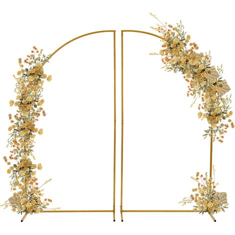 Lot de 2 Supports d'arche de Fond de Mariage en métal doré pour fête d'anniversaire, cérémonie de Mariage Remise de diplôme (18090 CM) (1/5)