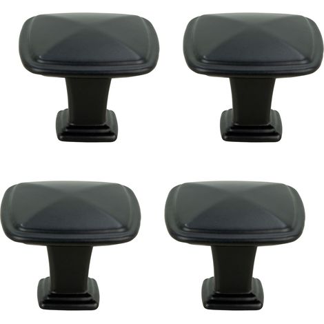 4 boutons de meuble carrés en métal, noirs (1/4)