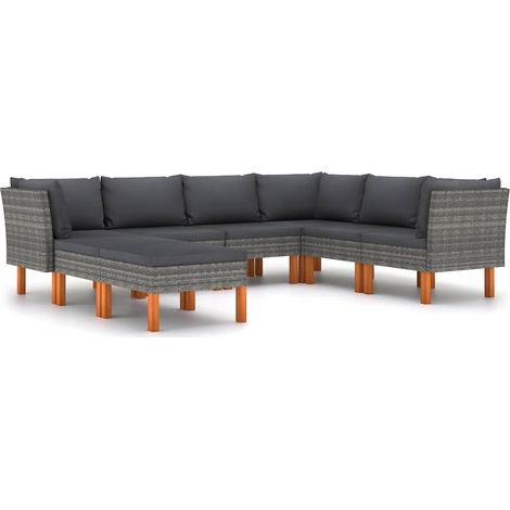 Maison Exclusive - Set Divani da Giardino 8 pz con Cuscini in Polyrattan Grigio (1/5)