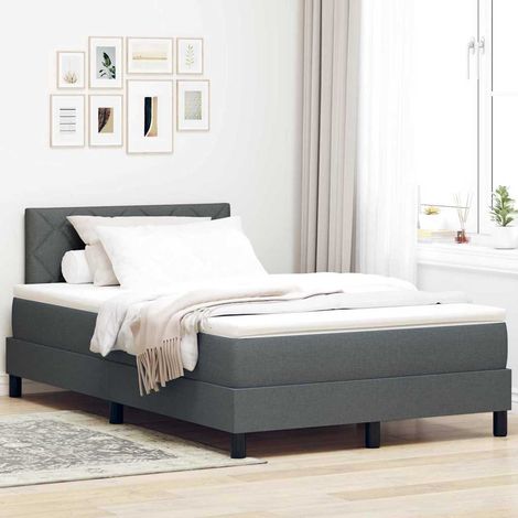 Boxspringbett mit Kopfteil Dunkelgrau 120 x 200 cm Stoff