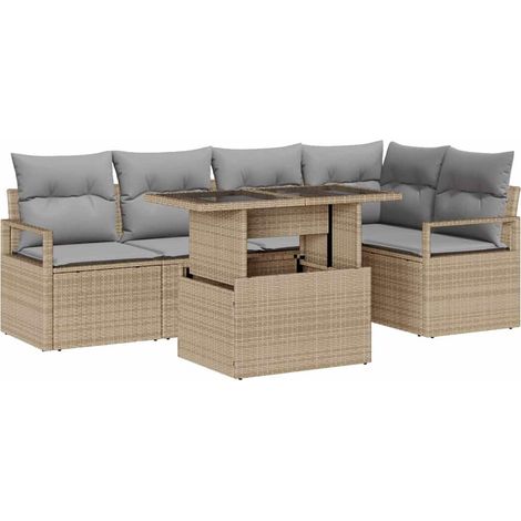 Maison Exclusive - Set Divano da Giardino 6 pz 5-Numero di posti (1/5)