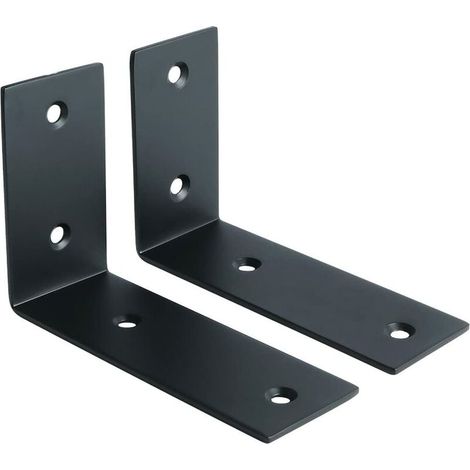 Green Mobility-Support d'Étagère d’Élargissement Support d'Angle Brace de Tablette Réglable Murale à Suspendre en Verre/Bois avec Vis, Finition Noire Mate en Acier Inoxydable, 2 Pcs (1/5)
