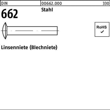 Rivet de lentille Reyher DIN 662 acier 4 x 8 (1000 pièces) (1/2)