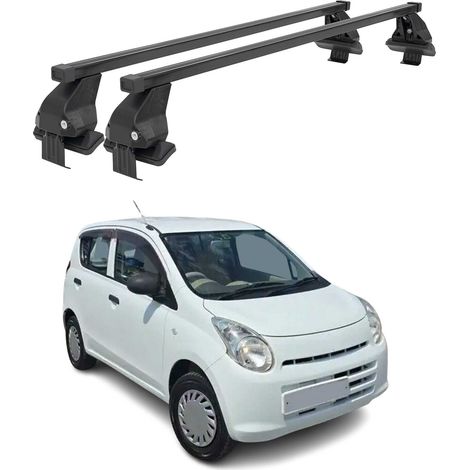 OMAC Barres de toit transversales en acier pour Suzuki Alto 2009-2014 – Antivol inclus – Testées City Crash – DIN 75302:2019 – ISO/PAS 11154:2006 – Charge max 50 kg Noir (1/4)