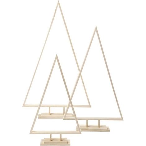 Objets décoratifs - Sapins de Noël en bois clair - 3 tailles - Pied stable - Intérieur (1/4)