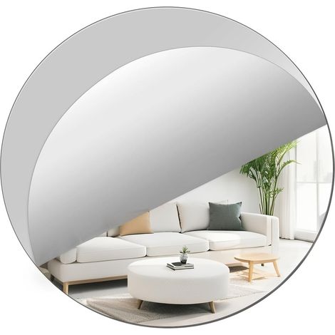 Miroir rond - 25 cm - Miroir décoratif - Miroir acrylique - Décoration murale - Miroir flexible HD - Pour chambre à coucher, salon (2 mm) (1/5)