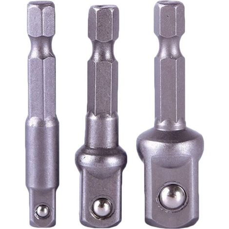 Set 3 Douilles Rallonge Pour Perceuse/visseuse 1/2' 1/4' 3/8' Douille