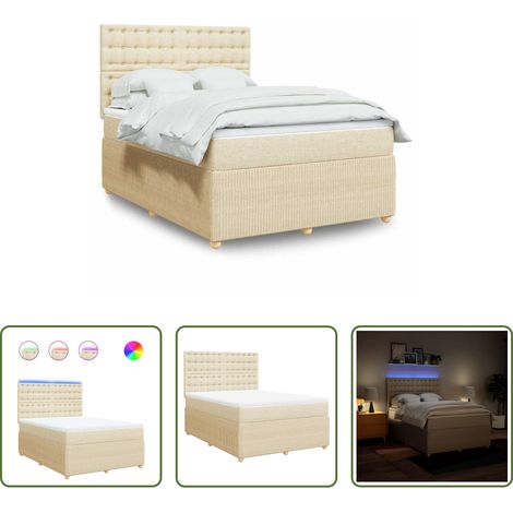 Matelas à ressorts ensachés - Sommier à lattes de lit avec matelas Crème 140x190 cm Tissu (1/5)