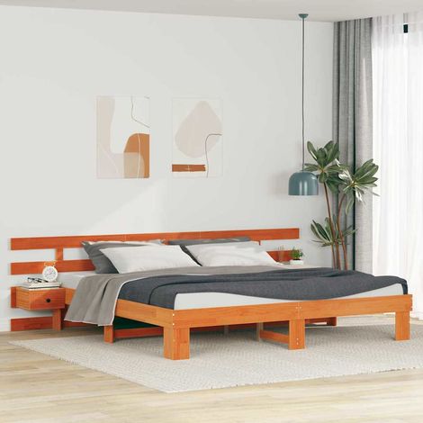 vidaXL Bettrahmen mit Kopfteil Braun 180 x 200 cm Massives Kiefernholz (1/5)