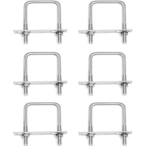 6 Pièces Acier Inoxydable Boulons En U M6 x 65 mm x 80 mm Boulon Carré en U Avec Écrous et Plaque De Cadre Boulons de Serrage Fixation pour Fixation Tuyaus (1/5)