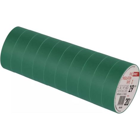Nastro isolante in PVC, 20 m, 19 mm / 0,13 mm, verde, 10 pezzi (1/2)