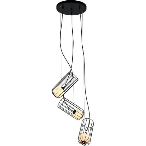 Italux What what - Lámpara colgante moderna negra 3 luces con pantalla negra y blanca, G9 (1/3)