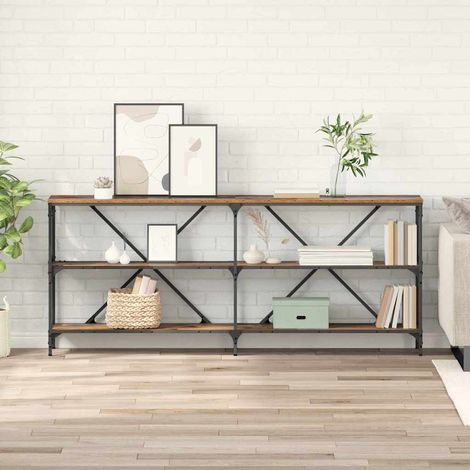 vidaXL Tavolo consolle con lo scaffale Legno vecchio 180 x 30 x