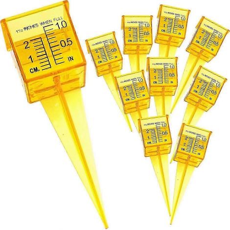 Lot de 10 pluviomètres/arroseurs de 3,8 cm (1,5 po), à large ouverture, jaune vif, pour l'extérieur. (1/4)