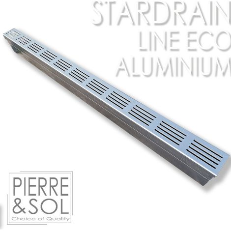 Caniveau de douche étroit 6,5 cm en PVC avec grille aluminium – Longueur 1 m – Débit 360 l/m – Pour drainage discret et élégant