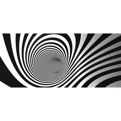 Black and white spiral wormhole, photo murale, 202 x 90 cm, 1 part (1/2)