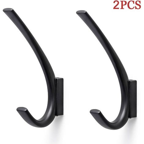 Lot de 2 patères en métal, or mat/noir – élégantes, polies et résistantes – idéales pour la maison, la salle de bain et la chambre, noires