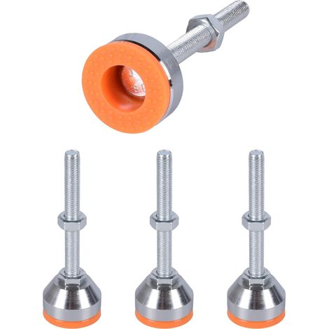 4 verstellbare Füße M10 – Kohlenstoffstahl und Gummi – Präzise Nivellierung und Geräuschdämpfung – Für Tische und Maschinen – Ø 40 mm x 80 mm (1/5)