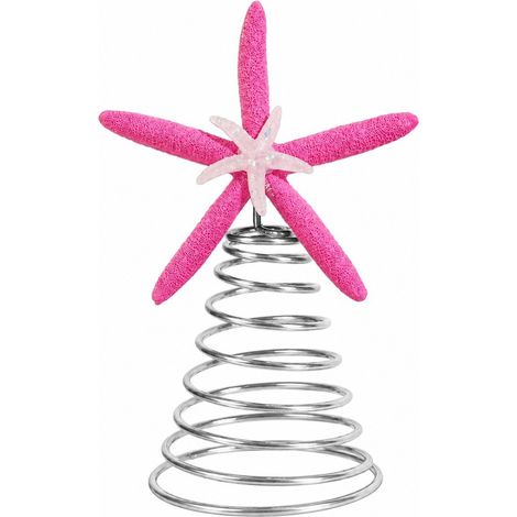 Décoration étoile de mer pour sapin de Noël, ornement en résine et acier inoxydable rose (1/5)