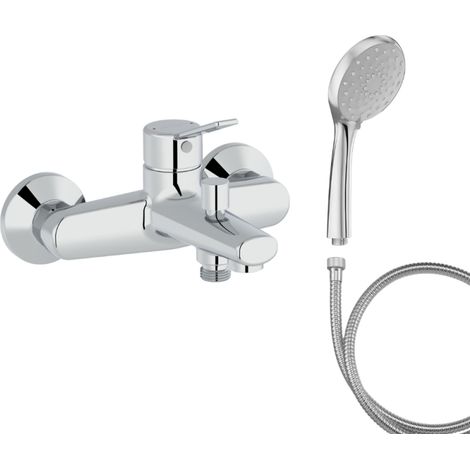 Mitigeur baignoire JACOB DELAFON Eo + pommeau de douche Awaken + flexible de douche métal (1/5)