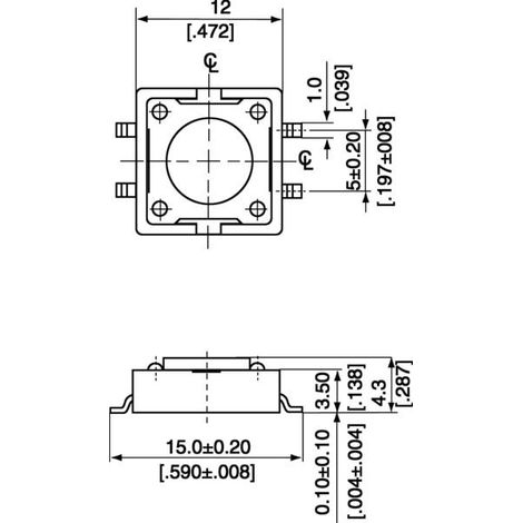 Interruttore apem dtsm-21n-v-b 12 V DC 12x12x4.3 mm