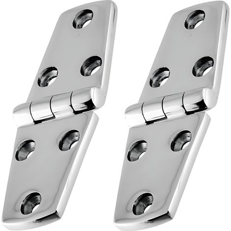 Charnière marine 2 pièces en acier inoxydable 316 – Dimensions : 102 × 38 mm – Angle de rotation : 180° – Convient aux applications nautiques et industrielles – TAPWORKS (1/4)