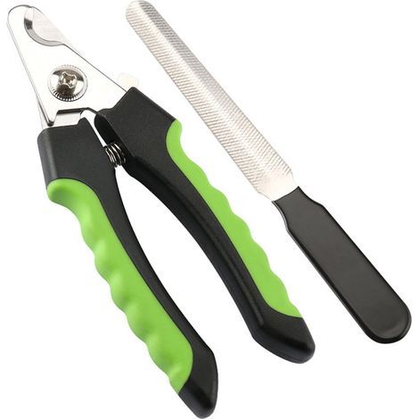 Set de cortaúñas y lima para gatos y perros, acero inoxidable, negro/verde (1/5)