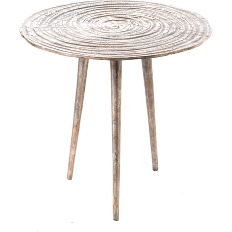 Amadeus - Bout de canapé rond en aluminium effet étain Ø45 cm Bao (1/3)