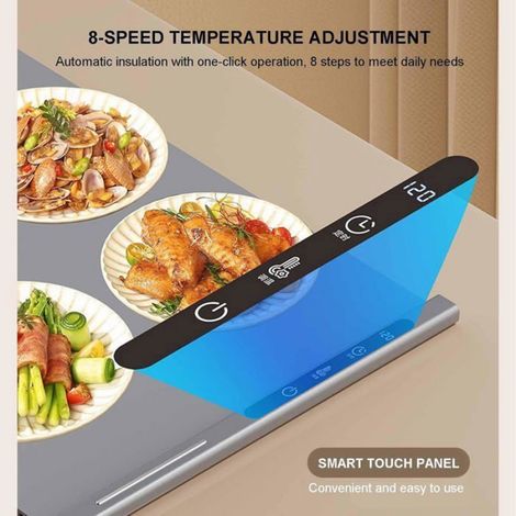 Plaque chauffante électrique enroulable 250W avec 8 réglages de température,minuterie de 6heures,pour buffet,en silicone (1/4)