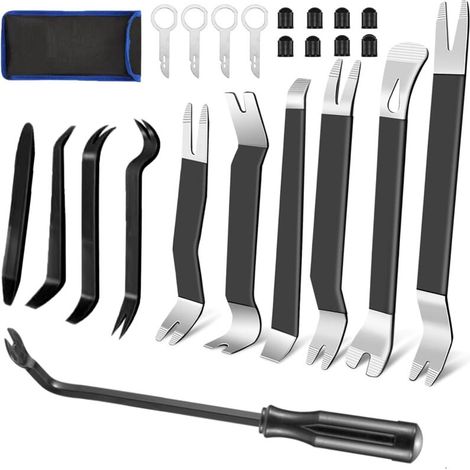 Métal 24 Pièces Outils pour Garnitures Outils Démontage Outillage Carrosserie pour Panneau Accessoires Porte Autoradio Tableau De Bord De Voiture