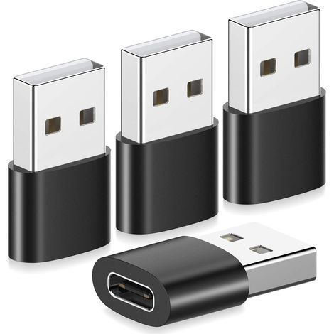 Adaptateur USB-C femelle vers USB mâle (4 pièces), Yootech, adaptateur USB-C vers USB, connecteur de câble d'alimentation Type C vers A compatible avec iPhone 13, 12 Mini, Pro Max, Samsung Galaxy S21,