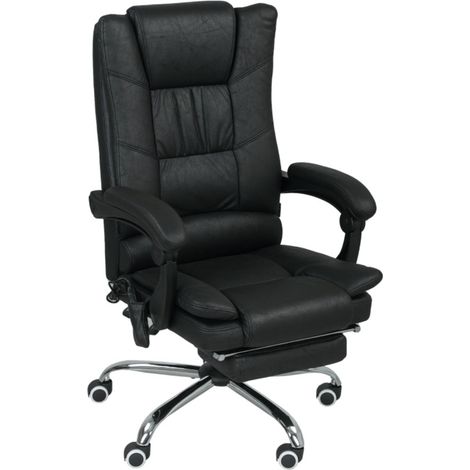 Chaise de bureau massante Vinsetto avec repose-pieds, réglable en hauteur, fonctions de massage, 64x70x118 cm, Noir (1/5)