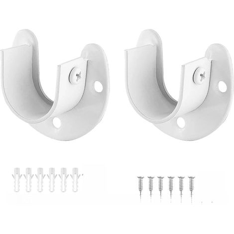 Support Tringle Rideaux Réglable 32mm, 2 Pièces Blanc Acier (1/5)