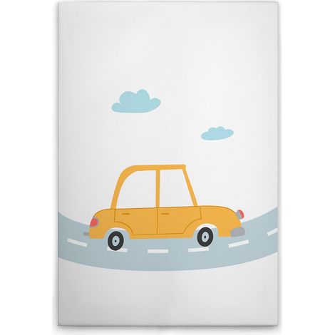 Leinwandbild Kinderzimmer Autos M1-No.51398 - Kunstdruck auf Leinwand in Weiß Gelb - Wandbild 30 x 45 cm (1/5)