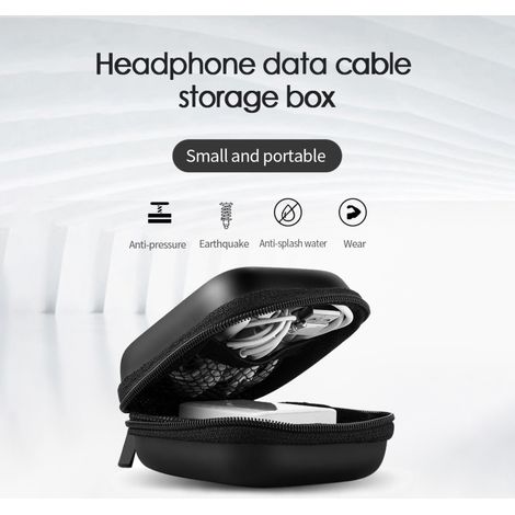 Tragbare Aufbewahrungsbox 10 x 10 x 4 cm für Datenkabel, Kopfhörer, Ladegerät, USB-Stick oder Speicherkarten. (1/5)