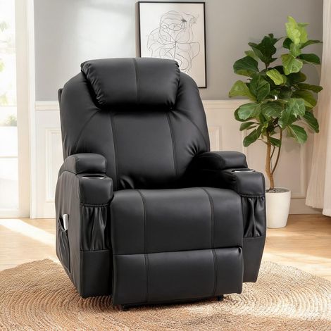 Fauteuil de massage noir en simili cuir 82 x 97 x 110 cm (1/5)