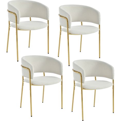 GagaLot de 4 chaises en velours côtelé beige, pieds réglables (1/5)