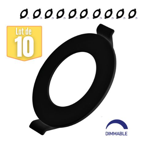 Lot de 10 Dalles LED dimmables 6W 6500K 470lm Noir IP40 (1/5)