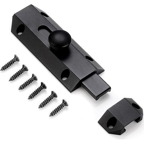 1 Loquet de verrouillage de sécurité avec targette en laiton épais pur, loquet de portail ultra résistant, noir (1/4)