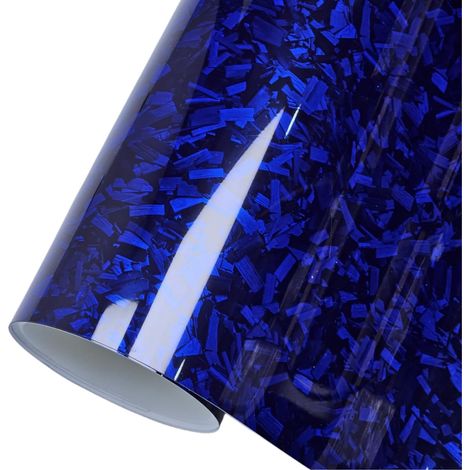 1 Rouleau Film Vinyle Carbone Forgé 150x30cm Bleu Brillant Autocollant Décoration Auto Moto Vélo
