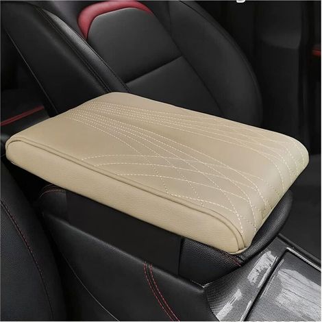 Coussin en Cuir de Console Centrale Universelle, Housse pour Console Centrale pour Accoudoir, Coussin Pour Accoudoir De Voiture Universel, Accessoires Voiture pour SUV, Camion(Beige) (1/5)