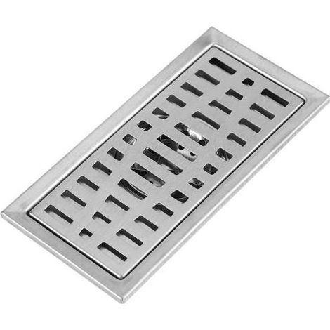 Siphon de sol rectangulaire 200 x 100 mm – Acier inoxydable – Siphon à grille pour évacuation rapide – Filtre amovible (1/5)