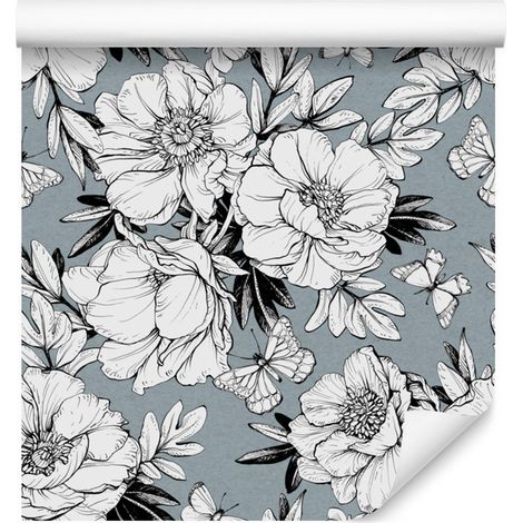 Papel pintado de peonías elegante para salón y dormitorio, 50x1000 cm. (1/5)