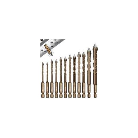 12 Pièces Foret Carrelage. Foret Diamant Carrelage Ø 3-12 mm. Meche Carrelage Hexagonal. pour Verre. Métal. Briquep. Plastique. Bois (1/5)