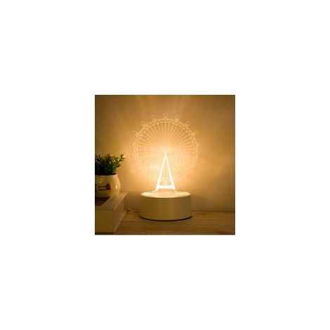 Lámpara de noche infantil con forma de noria 3D, control remoto táctil e iluminación LED creativa, ideal para decorar el hogar o como regalo de cumpleaños. - Crezuo